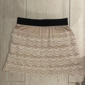 Umgee Cream Lace Mini Skirt